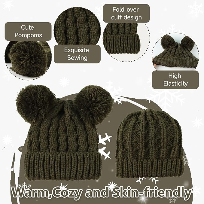 Yuoahcn Baby Girl Beanie Winter Baby Boy Hat with Pom pom Warm Infant Knitted Hats Toddler Kid Beanies