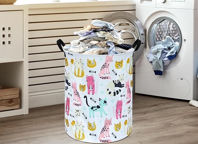 Round Laundry Hamper Storage Basket Laundry Organizer Hamper Storage Bins Clothes and Toys Box Nursery Hamper Gift Basket For Kids with Handles