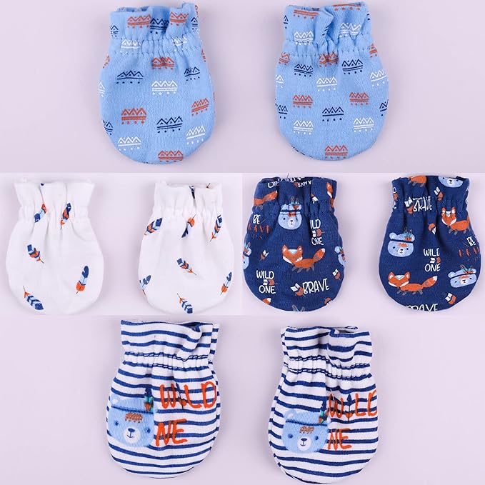 Baby Hat and Mittens Set Newborn Baby Hats Caps for Baby Boys Girls 0-6 Months 100% Cotton
