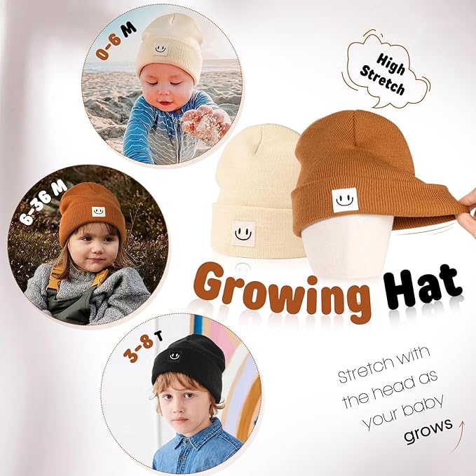 FURTALK Baby Beanie Cute Toddler Winter Hat Knit Boys Girls Warm 2 Pack Kids Embroidered Beanies Cap for 0-8 Years