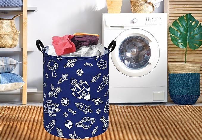 Round Laundry Hamper Storage Basket Laundry Organizer Hamper Storage Bins Clothes and Toys Box Nursery Hamper Gift Basket For Kids with Handles