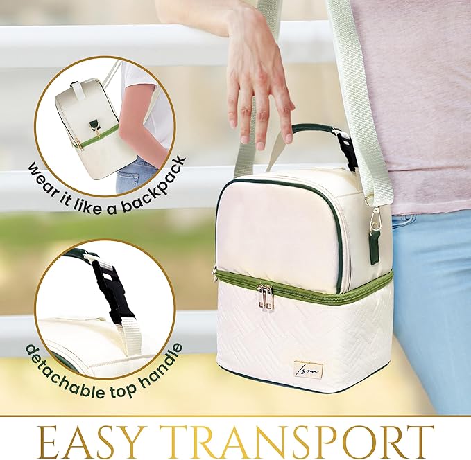 Isaa- Breastmilk Cooler Bag with Ice Pack, Insulated Breast Milk Storage for 6 Bottles Portable Travel Bag for Nursing Moms, Daycare & Work