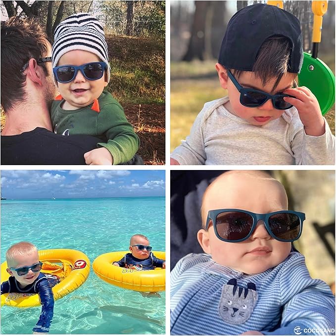 COCOSAND Flexible Baby Sunglasses with Strap Polarized UV Protection for Toddler Infant Newborn Boy Girl Age 0-24 Months