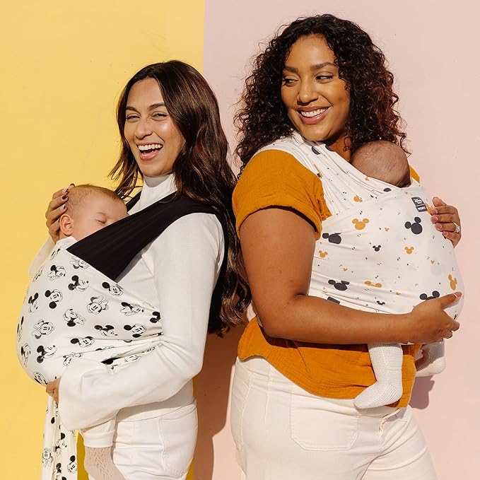 Moby Baby Wrap Carrier Featherknit for Newborns to Toddlers (8-33lbs), Infant Sling Carrier, Lightweight & Hands Free Design, Adjustable for All Body Types (Disney's Mickey Mouse All Ears)