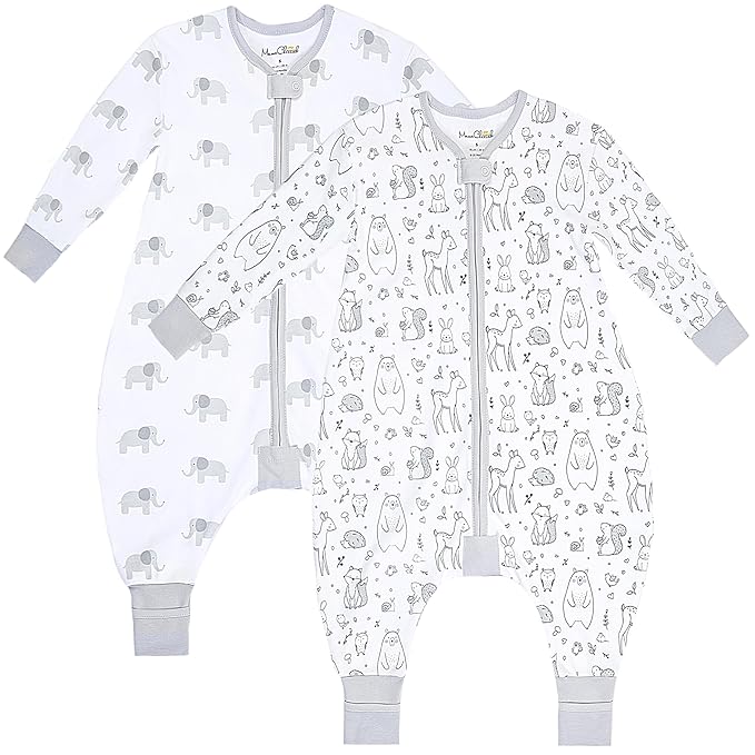 Mama Cheetah Toddler Sleep Sack with Feet, Long Sleeve 1.0 TOG Organic Cotton Baby Sleeping Bag with Legs, Wearable Blanket for Walkers w/ 2-Way Zipper, Toddler Blanket for Girls & Boys 4-5T