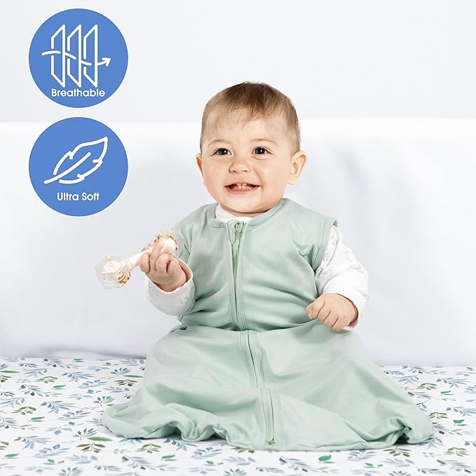 Baby Sleep Sack 12-18 Months Baby Wearable Blanket 100% Rayon Cotton 2-Way Zipper Toddler Sleeping Sack，Comfy Soft Lightweight TOG 0.3