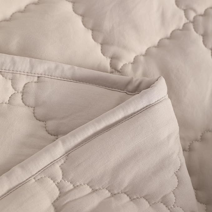 NTBAY Down Alternative Oversized Toddler Comforter, Super Soft and Warm Solid Color Baby Crib Quilted Blanket, 43x60 inches, Taupe