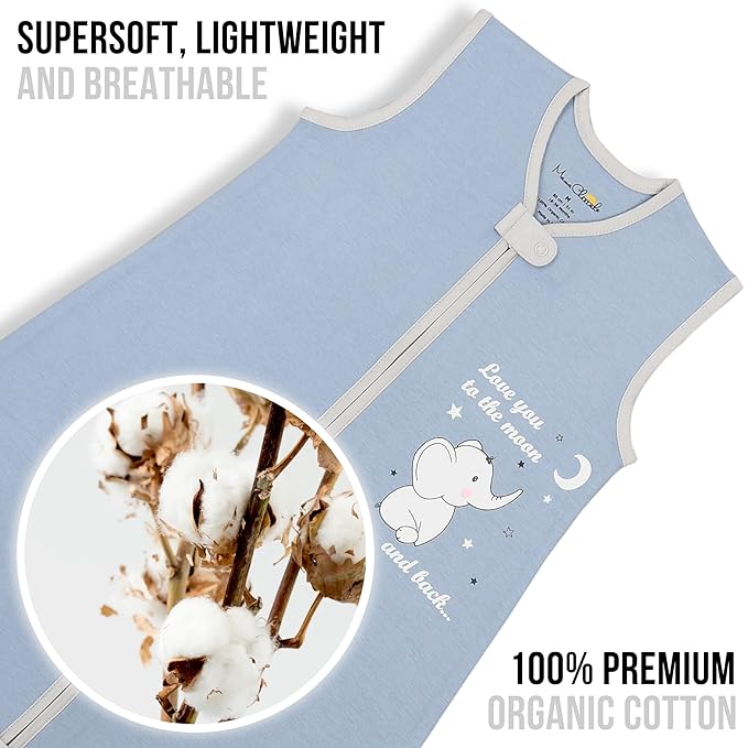 Mama Cheetah Toddler Sleep Sack with Feet 4T-5T, 0.5 TOG Organic Cotton Baby Wearable Blankets with Legs, Baby Sleeping Bag for Walkers, Early Walker X-Large