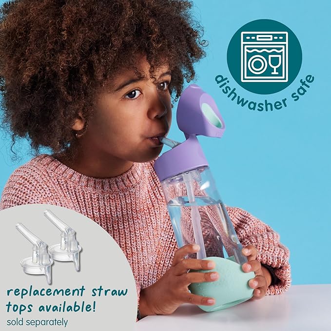 b.box Kids Water Bottle – Tritan Toddler Drink Bottle with Straw for School, Daycare, Travel w/Easy-Grip Triangular Design, Leak Proof Lid & Handle, BPA Free, Dishwasher Safe (Lilac Pop)