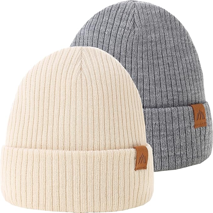 Moon Kitty 2PCS Baby Beanie Soft Toddler Beanie Warm Knitted Infant Winter Hats for Baby Boys