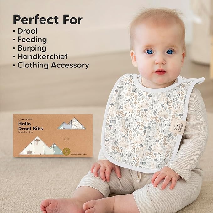 8-Pack Baby Bibs for Boys, Girls - Pullover Bibs for Drooling Teething Baby Girl & Boy Toddler, Newborn, Soft & Absorbent, Cute Colors, Large Torso Coverage Keep Infant Clean & Dry (Prairie)