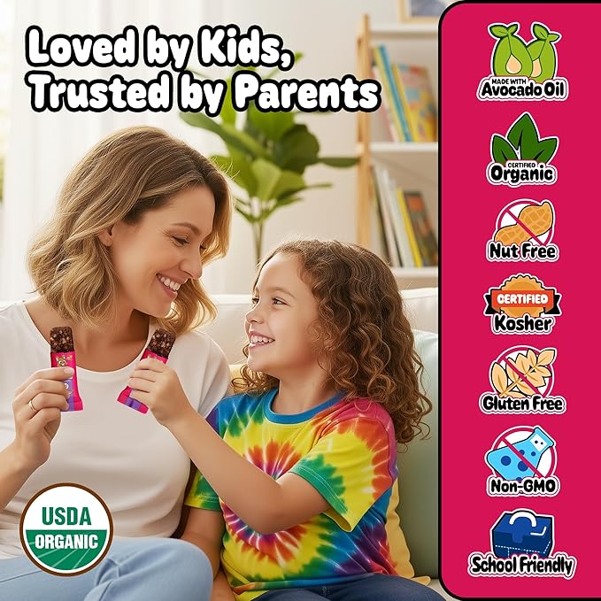 Snakkidz Organic Chewy Granola Bar, Allergen Free, Made with Avocado Oil, Low Sugar (15 Bars, Chunky Monkey)