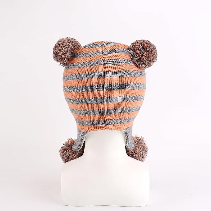 LANGZHEN Toddler Kids Infant Winter Hat,Earflap Knit Warm Cap Fleece Lined Beanie for Baby Boys Girls
