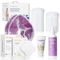 Breastfeeding Essentials Kit for Nursing Moms Nipple Relief,60 Piece Gift Set with Reusable Hot and Cold Breast Therapy Packs/Hydrogel Nipple Pads/Lanolin Nipple cream/Nursing Pads/Nipple Saline Spray