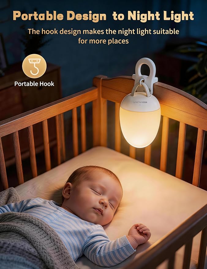 MediAcous Night Lights for Kids Room, Egg Light for Nursery with Stable Charging Pad, Dimmable Baby Night Light with 1H Timer & Touch Control, ABS+PC LED Egg Night Light for Breastfeeding, Up to 200H