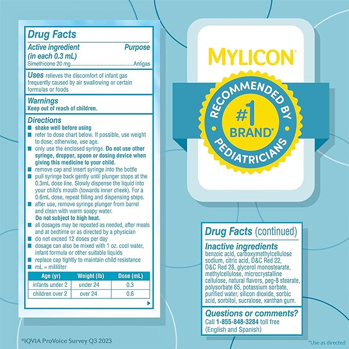Mylicon Gas Relief Drops for Infants and Babies, Original Formula, 0.5 Fluid Ounce