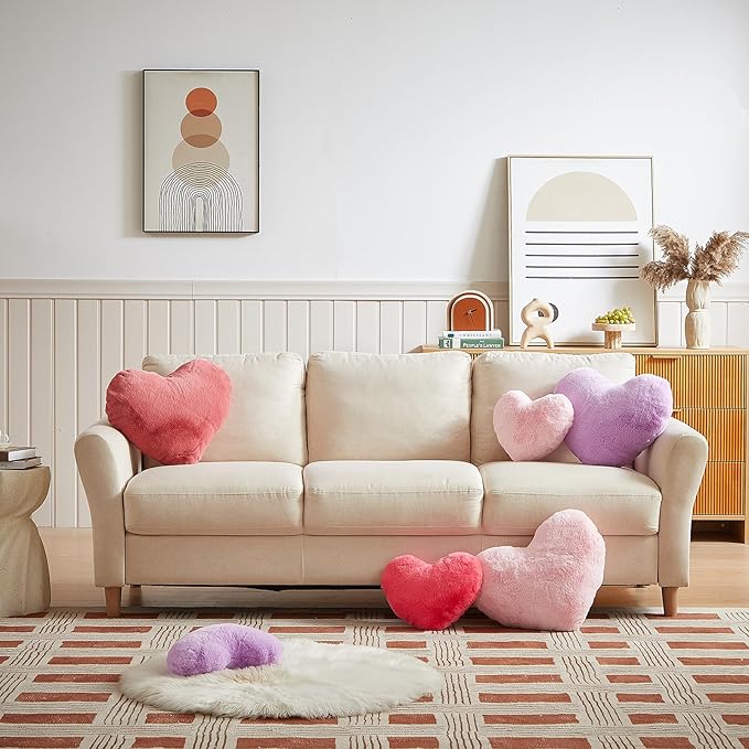 EastTree Heart Pillows, Light Pink Heart Shaped Pillows, Ultra Soft Extra-Large Fluffy Pillows, Love Throw Pillows Gifts, Women Girls Living Room Decor 15x18 Inch