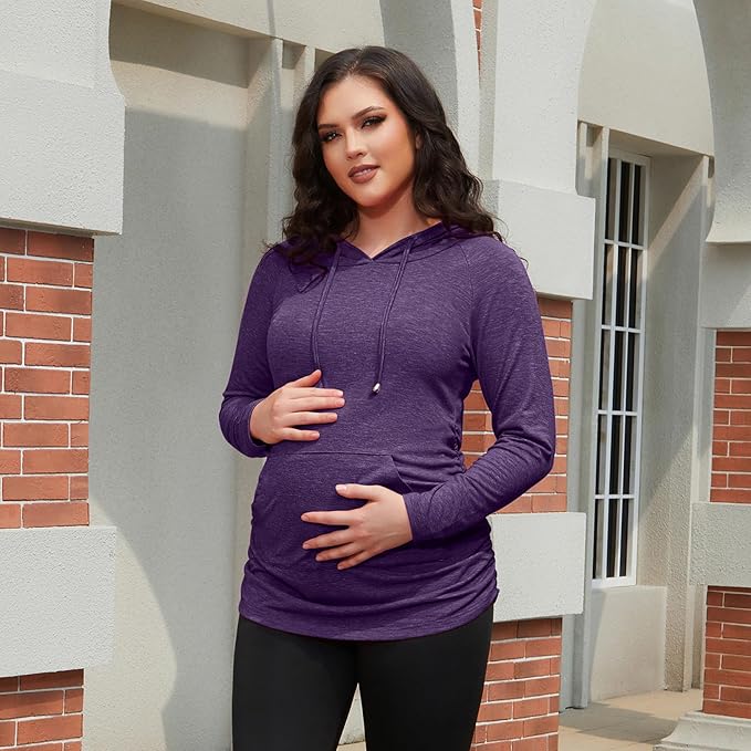 GINKANA Maternity Hoodie Long Sleeves Shirts Casual Maternity Top Pregnancy Sweatshirt Casual Clothes