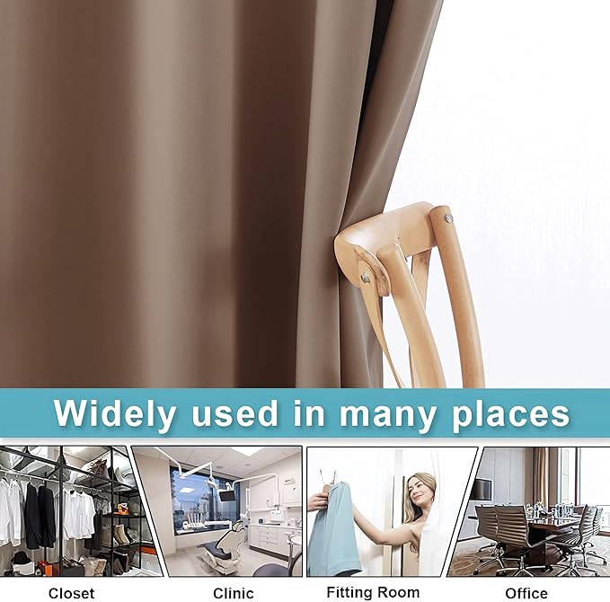 RYB HOME Extra Wide Curtains Room Divider, Privacy Partition Blackout Thermal Efficiency Curtain Backdrop for Dorm Apartment Studio Storage, W 10ft x L 9ft, Cappuccino, 1 Panel