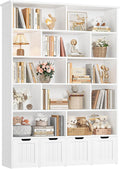 FINETONES 69" H Toy Storage Organizer, 6 Tier Tall Kids Bookshelf with 4 Movable Drawers and 12 Storage Cubbies, 49.4" W Toy Organizers and Storage Organizer Playroom Storage for Kids Room
