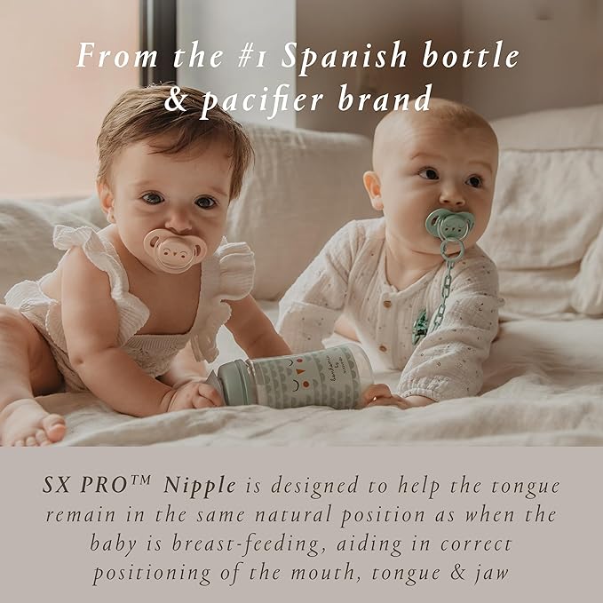 Suavinex Bonhomia SX PRO Physiological Pacifier, Supports Breastfeeding Babies, Pacifiers for 6-18 Months, Baby Pacifier, Baby Accessories, (Pink)