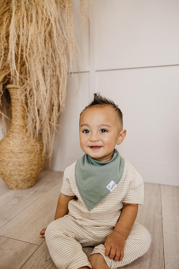 Copper Pearl 4 Pack Soft Cotton Baby Bibs for Drooling and Teething, Absorbent Drool Bibs for Baby Girl and Boy, Adjustable to Fit Newborns to Toddlers, Tons of Styles (Haven)
