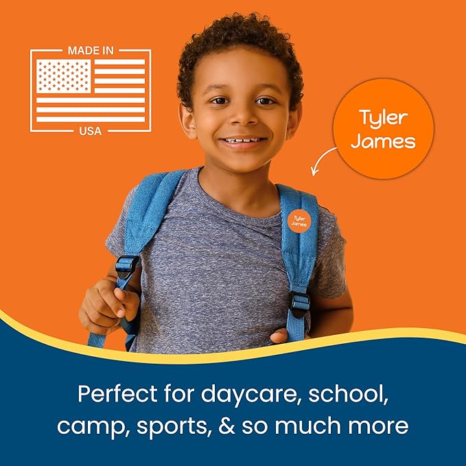 Name Bubbles - Basic Daycare Name Stickers for Kids (144 Count) - Personalized Waterproof Name Labels for School Supplies, Clothing Tags, Baby Bottles, All Ages - Washable Stick-On Labels (Confetti)