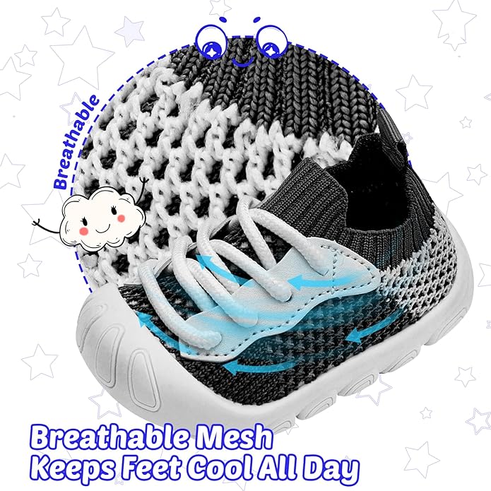 Baby Walking Shoes Toddler Girl Boy Soft Sole Breathable Cotton Canvas Shoes Infant Lightweight Non-Slip Safer Slip-on First Walkers Shoes Casual Tennis Wide Sneakers Rubber Soles Running Outdoor