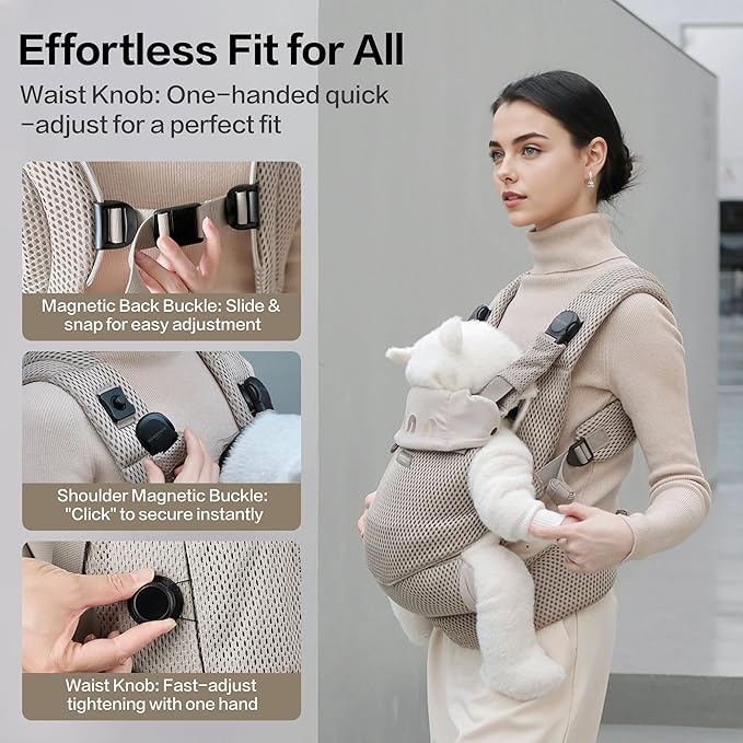 Rainbow Baby Carrier Newborn to Toddler, Breathable Mesh Baby Carrier with Adjustable Waist Rotary Knob, Enhanced Lumbar Support, Ergonomic, Sunshield,Lightweight Infant Carrier for 7-33 lbs