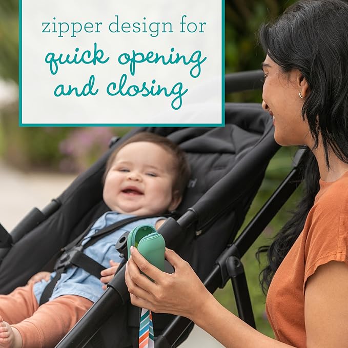 Infantino PaciPod - Premium Silicone Pacifier Holder, Attaches to Stroller or Diaper Bag, Stores up to 2 Pacifiers, Easy to Clean