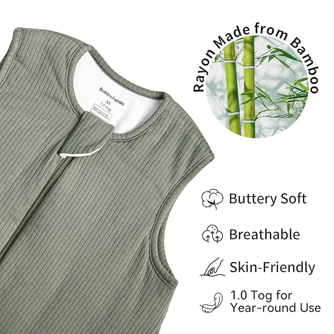 Rayon Made from Bamboo Toddler Sleep Sack with Feet 3t-4t 1.0 Tog Breathable Sleep Sack 36-48 Months Ultra Soft Baby Wearable Blanket with Legs Unisex Sleeping Bag with 2-Way Zipper