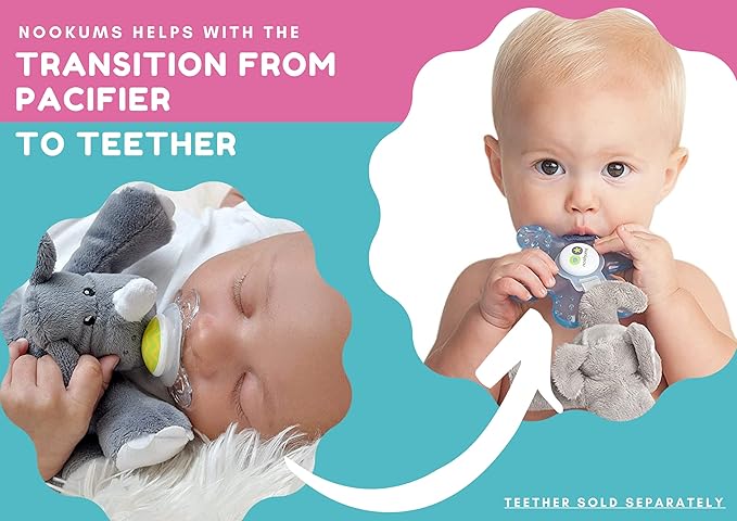 Nookums Paci-Plushies Buddies Adapts to Name Brand Pacifiers, Suitable for All Ages, Plush Toy Includes Detachable Pacifier (Gemma The Giraffe)