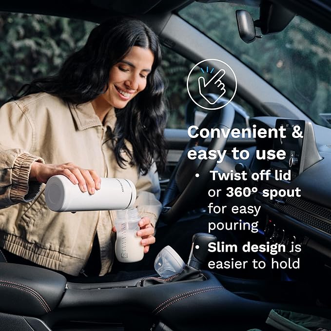 Baby Brezza Portable Warmer – 67% Faster Baby Bottle Warming - Travel Breastmilk and Formula Warmer - Safe, Even Heating - Up to 9oz - No Adapters, Grey