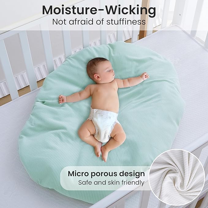 Jersey Swaddle Blanket, Ultra Soft Stretchy Receiving Blanket, Baby Girl Newborn Rainbow Swaddle Wrap, 40 x 30 inches, 2 Pcs, White & Green