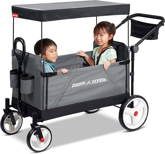 Stroller Wagon for Kids, Baby Stroller, Utility Cart, Rolling Cart, Radio Flyer City Luxe Stroll 'N Wagon, for Ages 1+ Years, Gray