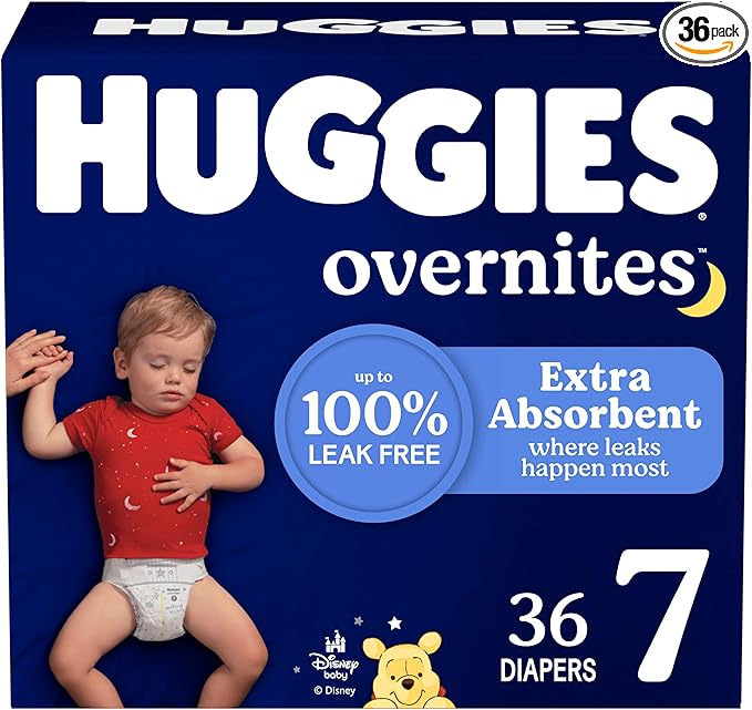 Huggies Overnites Size 7 Overnight Diapers (41+ lbs), 36 Ct, Packaging May Vary
