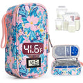 Breast Milk Cooler Travel Bag, Real-Time Temperature Display, Holds 4-6 Breastmilk Storage Bag with 2 Breast Milk Ice Pack, Cooling & Waterproof Portable Cooler for Moms on The Go(Pink Flower)