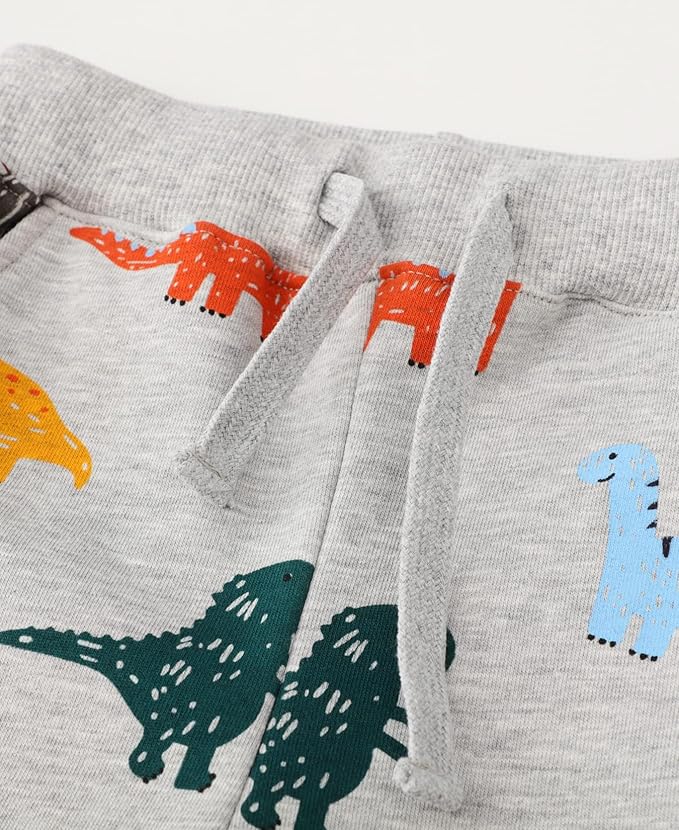 LOKTARC 2 Pack Boys Drawstring Sweatpants Cute Pattern Cotton Sport Jogger Pants