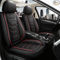 Pariitadin Leather Car Seat Covers Front Pair, Waterproof Faux Leather Seat Covers for Cars, Non-Slip Car Interior Covers Universal Fit for Most Cars Sedans Trucks SUVs, Black/Red