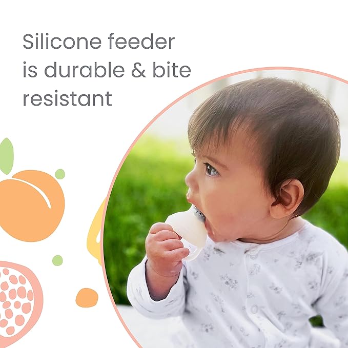 Lulyboo Silicone Fresh Fruit and Veggie Self-Feeder Pacifier for Babies 6+ Months - BPA-Free, Dishwasher Safe, Food-Grade Silicone Baby Food Feeder with Small Holes for Safe, Nutritious Self-Feeding