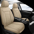 Pariitadin Leather Car Seat Covers Front Pair, Waterproof Breathable Faux Leather Automotive Seat Covers for Cars, Non-Slip Car Interior Covers Universal Fit Most Cars Sedans Trucks SUVs, Beige