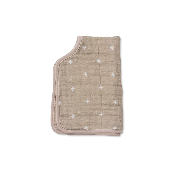 Little Unicorn Ultra-Absorbent Premium Burp Cloth | Soft on Baby's Skin | Larger Size | Ergonomic Design (Taupe Cross)