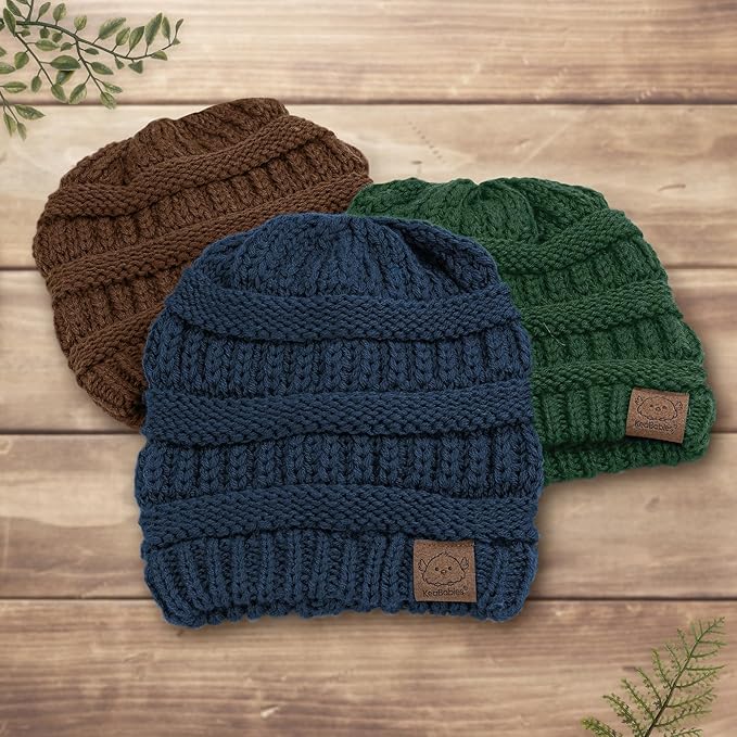 3-Pack Baby Beanies for Boys, Girls - Stretchy Knit Baby Hats, Cute Newborn & Toddler Winter Hat, Soft & Warm Infant Beanie 0-6 Months (Icelandic, S)