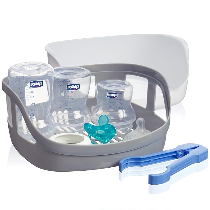 Microwave Steam Sterilizer - Removes 99.9% of Dirt Quickly and Naturally with The Power of steam, White/Grey