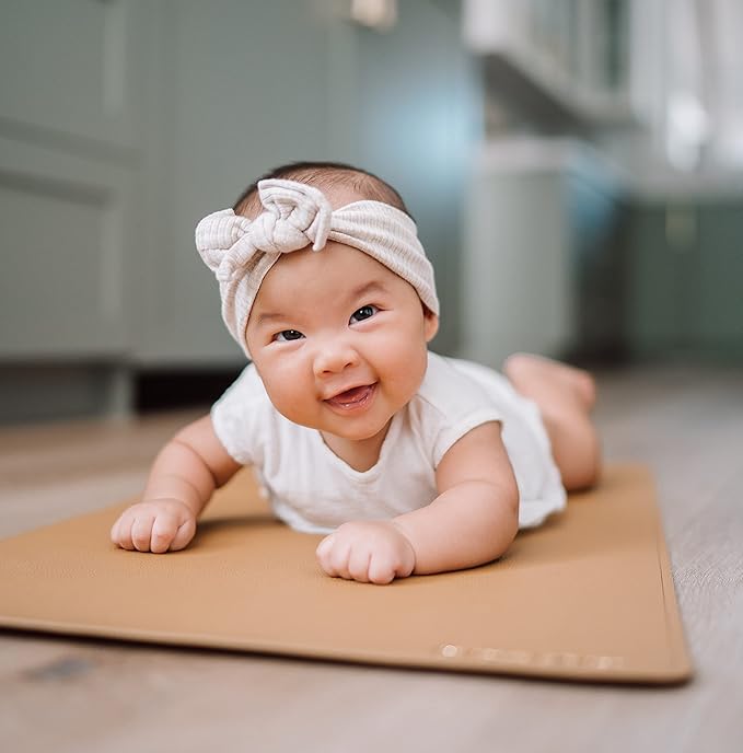Ava + Oliver Vegan Leather Baby Changing Mat (16 X 30 in) - Multipurpose Wipeable and Portable Diaper Mat - Foldable for Travel (Tan)