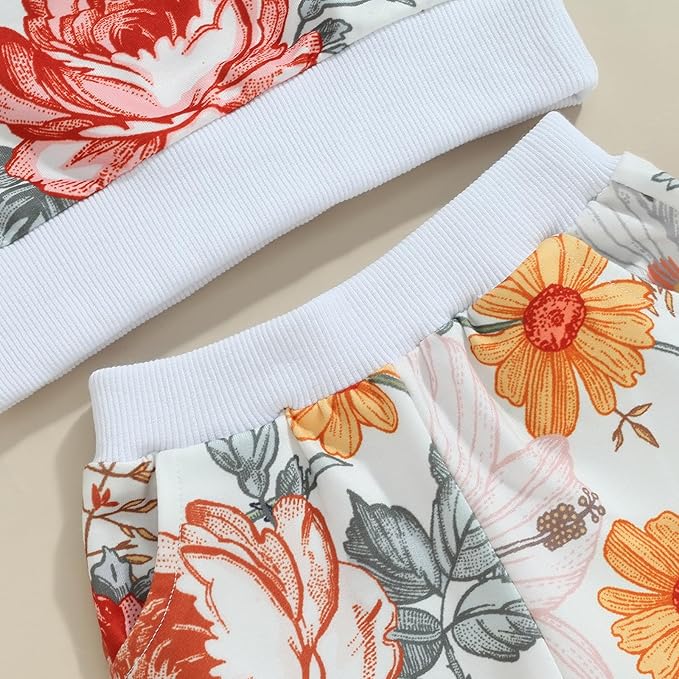Fernvia Toddler Baby Girl Clothes 3 6 9 12 18 24 Months Fall Outfits Solid Long Sleeve Sweatshirt Tops + Pants Set