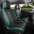 FREESOO Front Seats 2PCS Leather Car Seat Covers, Ultra Breathable Waterproof Seat Covers for Cars Trucks SUV, Carseat Protector Car Seat Cover Fit for Most Vehicles, Black Green