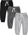 3 Pack Fleece Toddler Boys Sweatpants Kids Joggers Soft Cotton Toddler Boys Girls Sweatpants with Pocket Drawstring