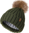 FURTALK Kids Winter Hat Toddler Knitted Beanie with Faux Fur Pom Poms for Baby Girls Boys