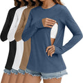 4 Pack Women's Nursing Breastfeeding Tops, Long Sleeve Maternity Shirts Loose Fit Hidden Zipper Pregnancy Clothes